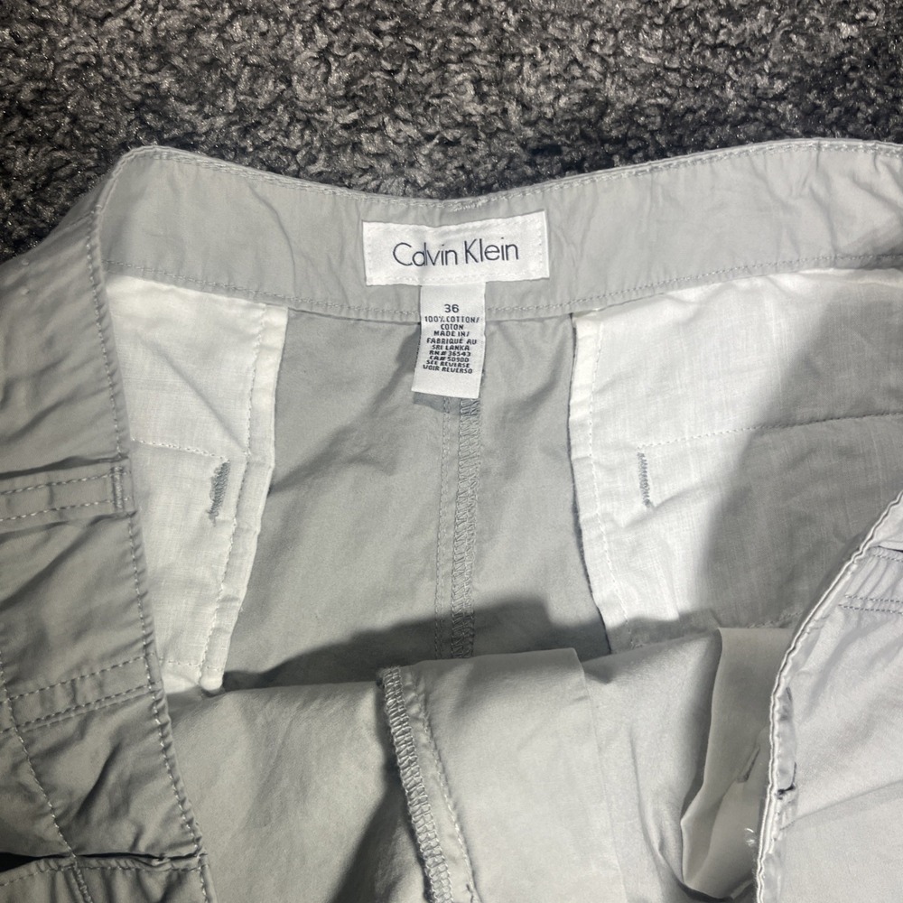 Calvin Klein Mens Gray Shorts Sz 36 Casual Summer Lightweight Flat Front Pockets - Picture 3 of 10